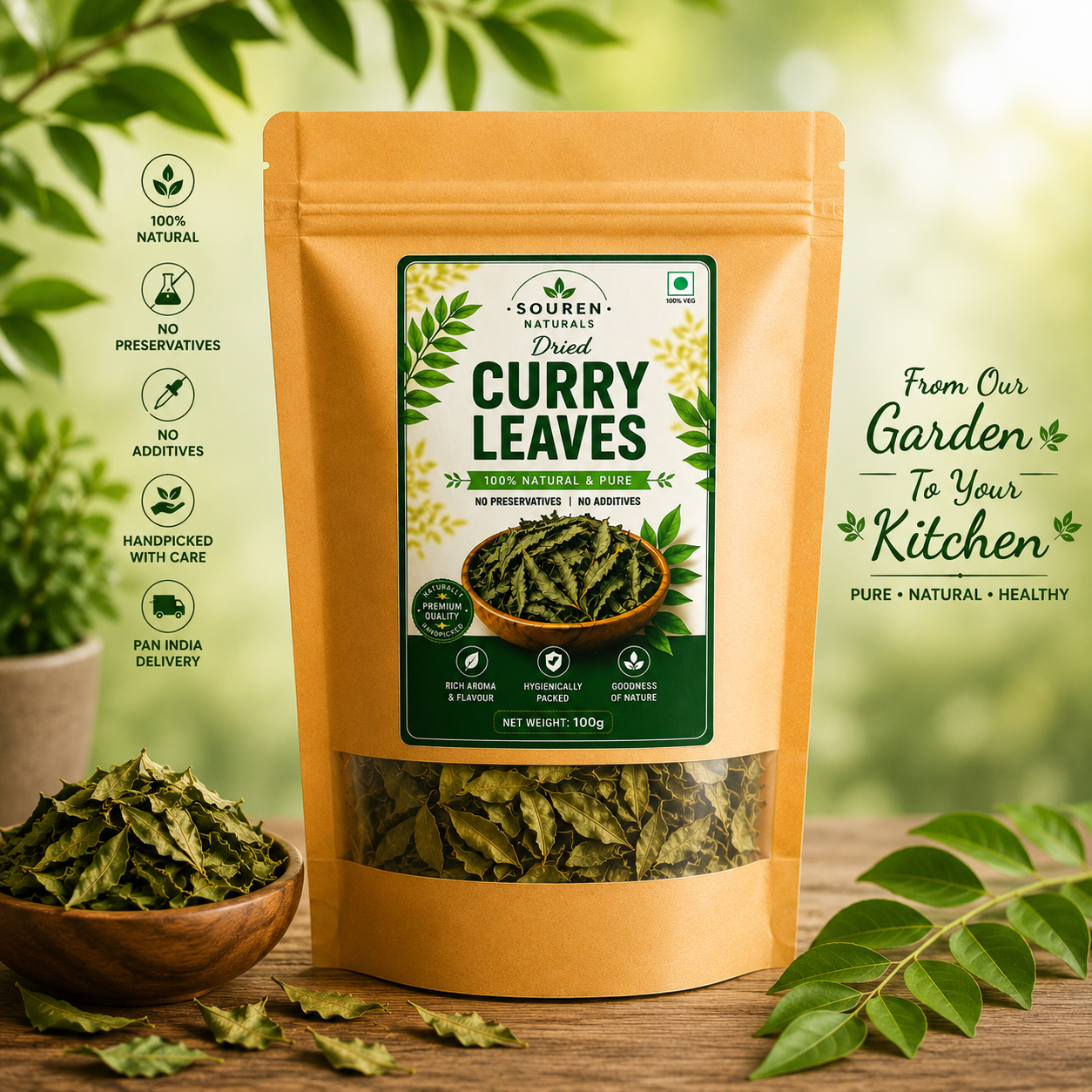 Souren Naturals Dried Curry Leaves Packaging
